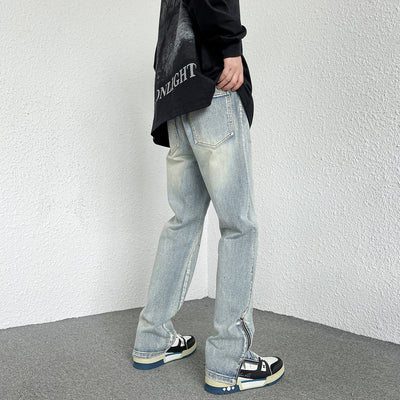 Jeans Rectos Holgados Estilo Hong Kong con Diseño de Cierre - Image 3