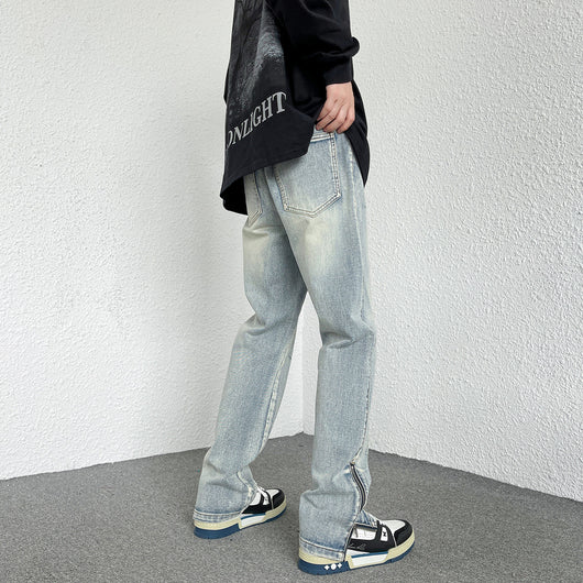 Jeans Rectos Holgados Estilo Hong Kong con Diseño de Cierre - Image 3