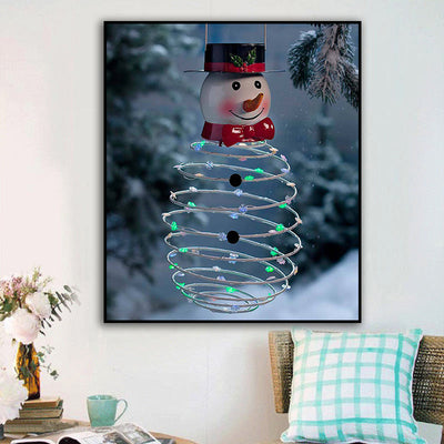 Cuadro de Diamantes 5D Muñeco de Nieve Navideño para Sala de Estar