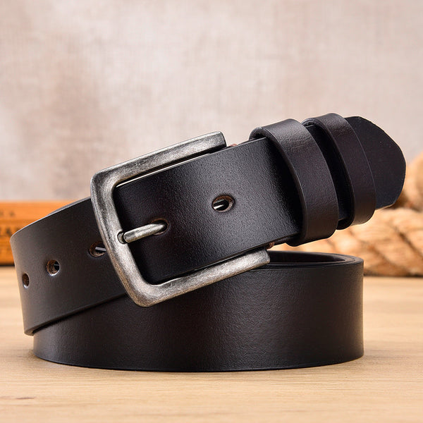 Cinturón de Mezclilla Casual Ejecutivo con Hebilla Plateada Antigua