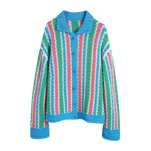 Chaqueta Suéter Tejido a Rayas para Mujer - Image 26