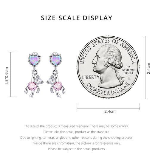 Aretes de Plata 925 con Zirconia Cúbica - Diseño Osito Amor - Image 6