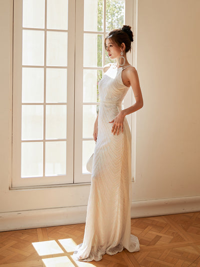 Vestido de Fiesta Blanco con Lentejuelas y Falda Sirena - Image 18