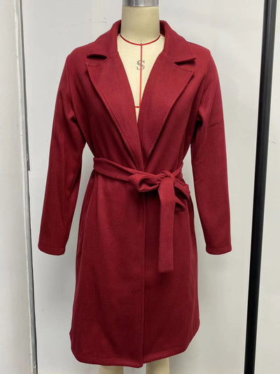 Abrigo de Lana para Mujer Cuello Polo Manga Larga Color Sólido Otoño Invierno - Image 44