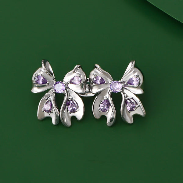 Broche de Cintura con Cristal Púrpura - Hebilla Dual para Cinturón y Accesorio
