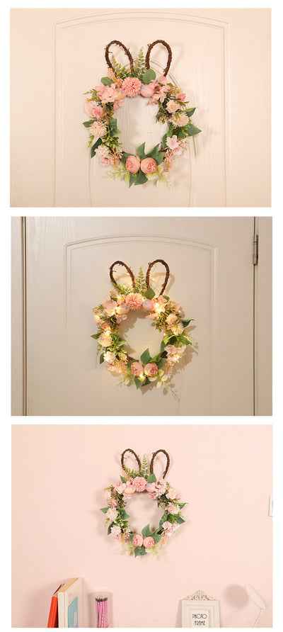 Corona Decorativa Pascual con Huevos, Crisantemos y Conejito - Image 8