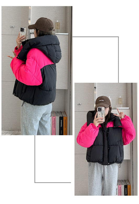 Chaqueta Corta de Algodón con Parches Contrastantes Gruesos para Mujer - Image 24