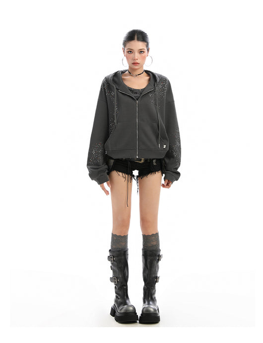 Cardigan con Capucha y Strass para Mujer - Sudadera Brillante con Cierre - Image 15