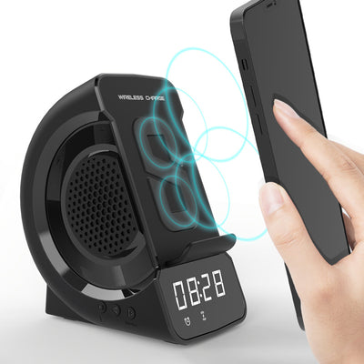 Soporte Móvil con Carga Inalámbrica, Reloj y Parlante Bluetooth - Image 8
