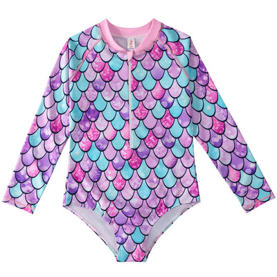Traje de Baño Sirena Infantil de Manga Larga con Escamas - Image 7
