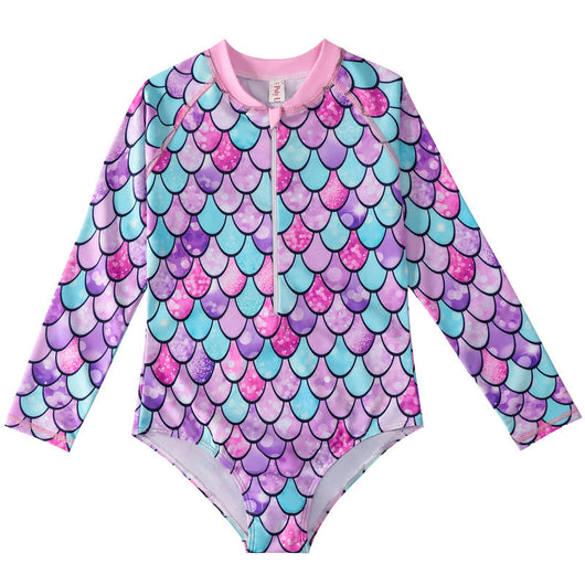 Traje de Baño Sirena Infantil de Manga Larga con Escamas - Image 7
