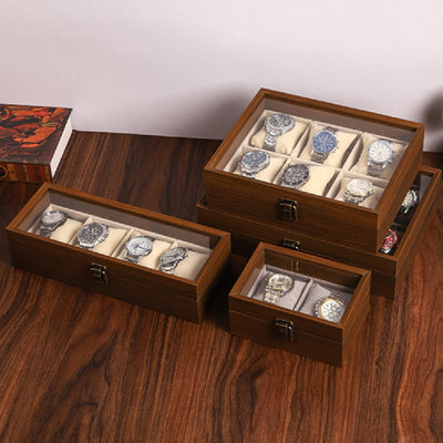 Caja Organizadora de Relojes en Nogal Negro con Almohada Suave