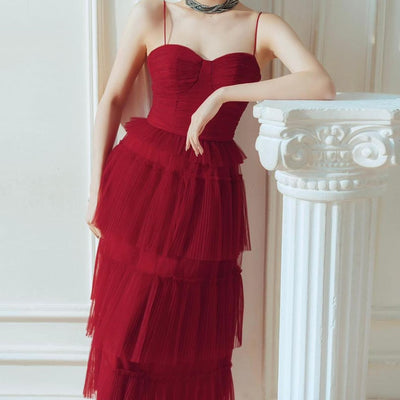 Vestido Largo Fluido Rojo Oscuro con Tirantes Cruzados - Image 12