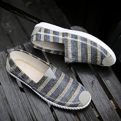 Zapatos de Lona Rayados con Pedal Transpirable para Hombre - Image 13
