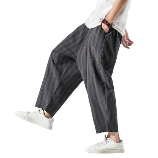 Pantalones Harem Hombre con Rayas de Contraste Tendencia Japonesa - Image 5