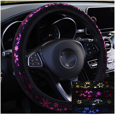 Volante de Auto Dorado con Diseño de Copo de Nieve