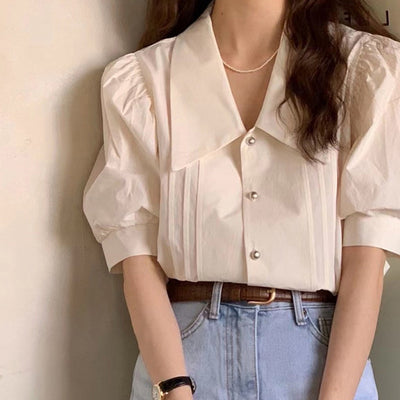 Blusa Elegante con Escote en V y Mangas Abullonadas - Image 6