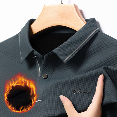 Camisa Térmica de Manga Larga para Hombre con Cuello Solapa y Tela Elástica - Image 6