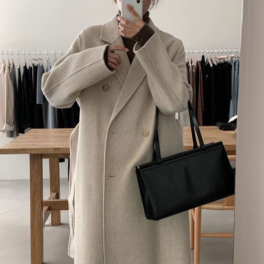 Abrigo de Lana Largo Elegante Doble Botonadura Oversize - Image 13