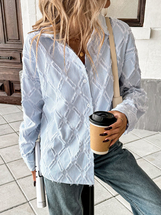 Cardigan a Rayas Azul y Blanco para Mujer - Image 11