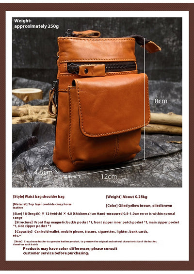 Bolsa de Cuero Crazy Horse para Hombre - Bandolera Cruzada Vintage - Image 9
