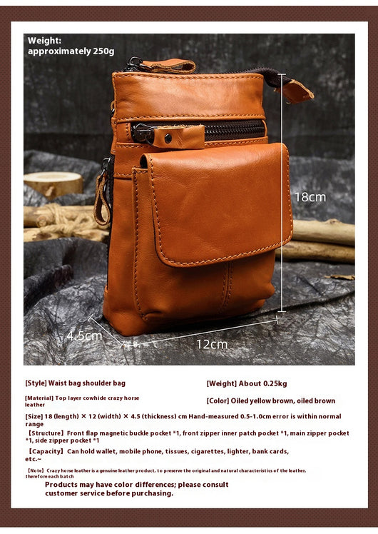 Bolsa de Cuero Crazy Horse para Hombre - Bandolera Cruzada Vintage - Image 9