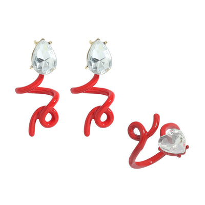 Aretes de Aleación con Diamantes Irregulares Torcidos - Image 4