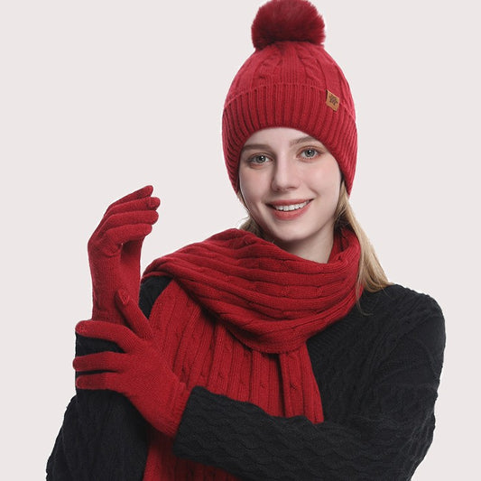 Set de Protección Invernal para Equitación: Gorro, Bufanda y Guantes Tejidos