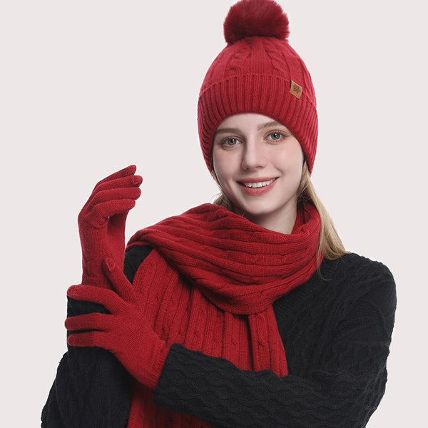 Set de Protección Invernal para Equitación: Gorro, Bufanda y Guantes Tejidos
