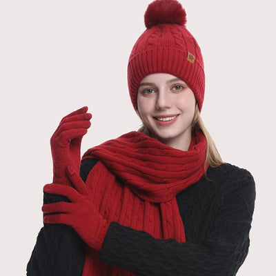Set de Protección Invernal para Equitación: Gorro, Bufanda y Guantes Tejidos