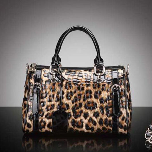 Bolso de Cuero Estampado Leopardo - Capacidad Grande, Versátil y Elegante - Image 11