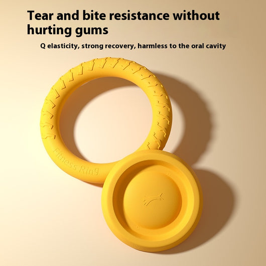 Yellow 7cm solid EVA dog toy ball with textured surface and dog silhouette graphic. - Image 19