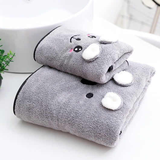 Juego de Toallas de Baño Coral Velvet con Diseño Orejas de Conejo y Koala - Set Regalo - Image 8