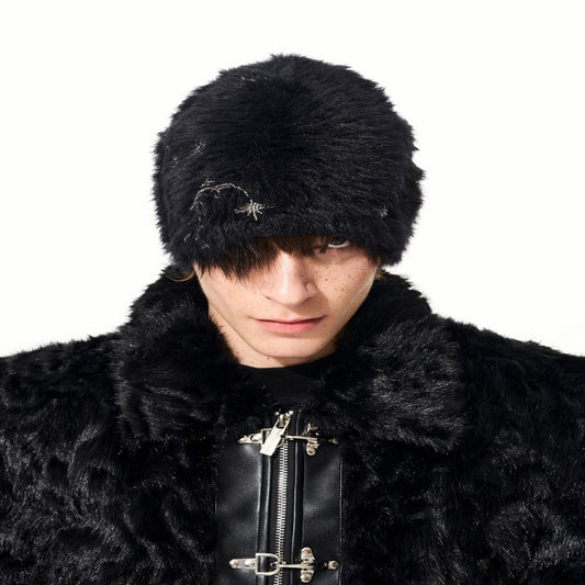 Gorro Tejido con Perlas y Piel de Visón Sintética - Calidez y Elegancia