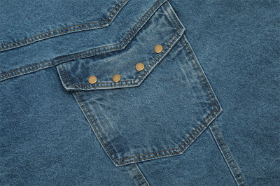 Chaqueta Denim Vintage Punk Lavado Desgastado Unisex - Image 10