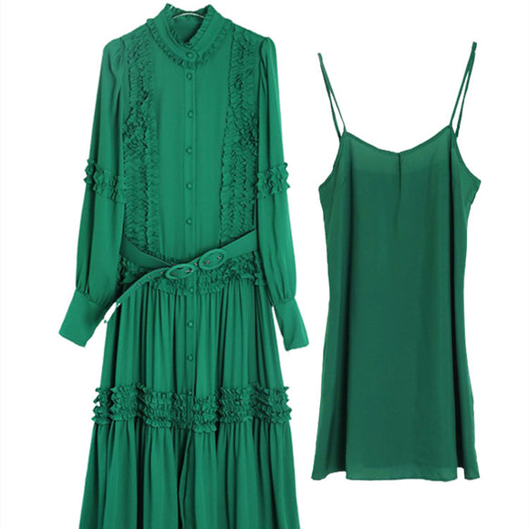 Vestido Camisa Elegante de Manga Larga para Mujer