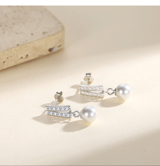 Aretes de Perla Geométrica Diamante - Lujo Asequible Estilo Nicho - Image 13