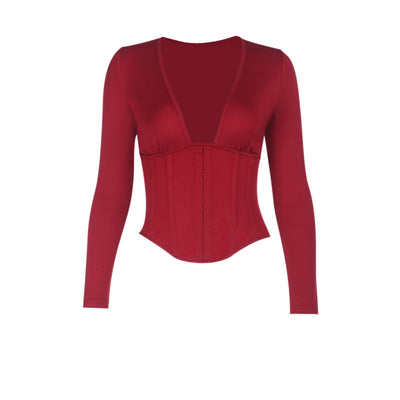 Blusa Casual Ajustada de Manga Larga en Colores Lisos - Image 4