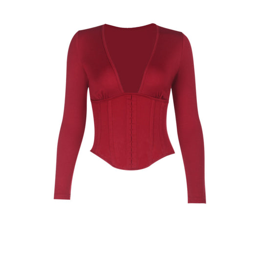 Blusa Casual Ajustada de Manga Larga en Colores Lisos - Image 4