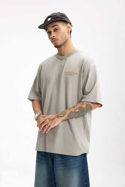 Camiseta Retro Pesada Cuello Bordado Manga Corta - Image 20