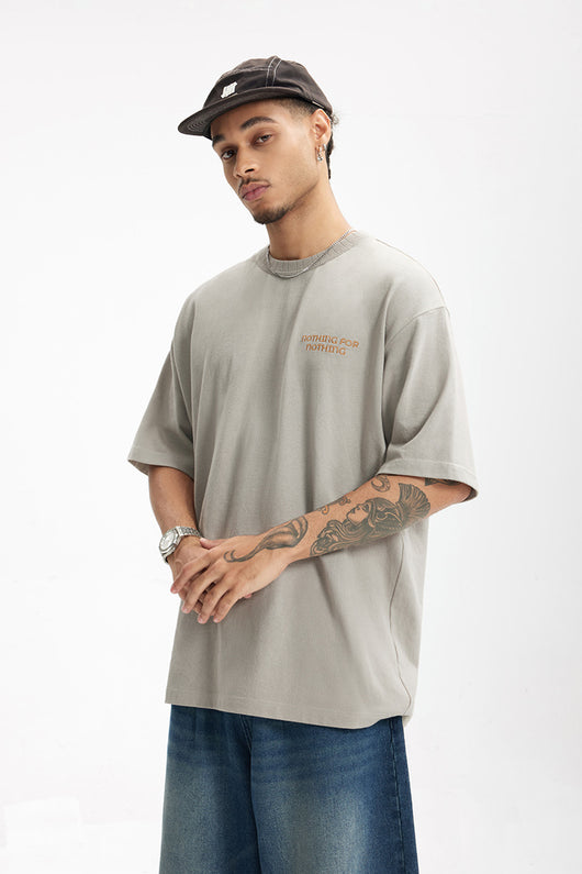 Camiseta Retro Pesada Cuello Bordado Manga Corta - Image 20
