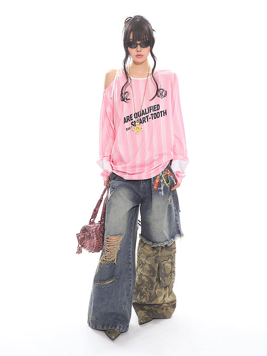 Pantalones Anchos Estilo Militar con Cadena Estampada y Efecto Dos Piezas - Image 18