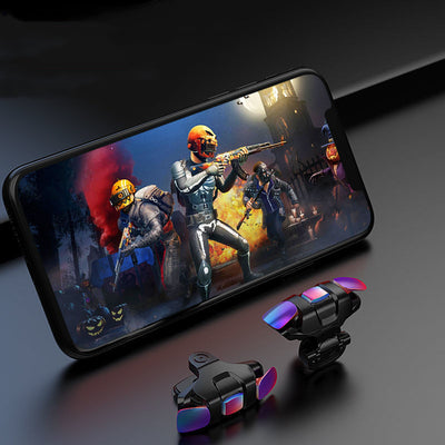 Black mobile phone gaming trigger with iridescent mechanical buttons for touch screen mobile phones. - Image 8