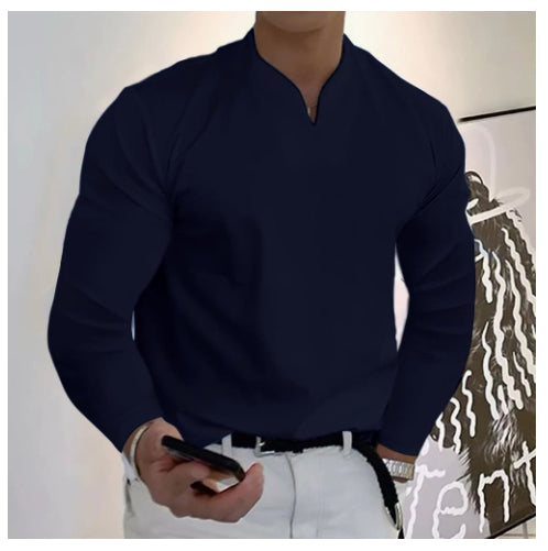 Camiseta Manga Larga Cuello V Transpirable para Hombre - Image 20