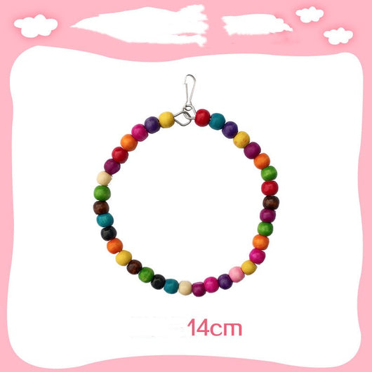 Colorful wooden aerial ladder with five rungs and vibrant beads, featuring metal hooks for birds or hamsters. - Image 15