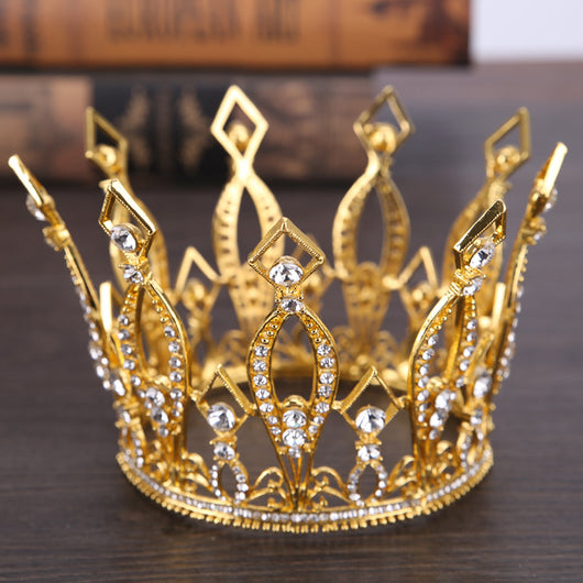 Corona Dorada Novia Círculo Completo Decoración Noble para Sesiones de Fotografía