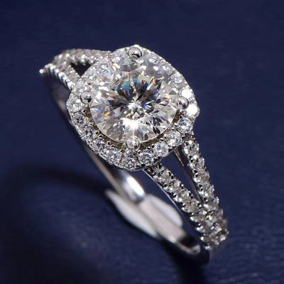 Anillo de Moissanita D Color con Doble Fila de Engastes Cuadrados para Mujer - Image 8