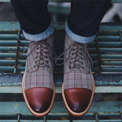 Botas Casuales para Hombre con Diseño Cuadriculado y Cordones - Image 8