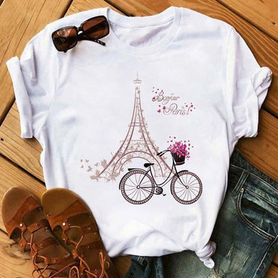 Blusa Romántica de Manga Corta para Mujer con Estampado I LOVET - Image 11