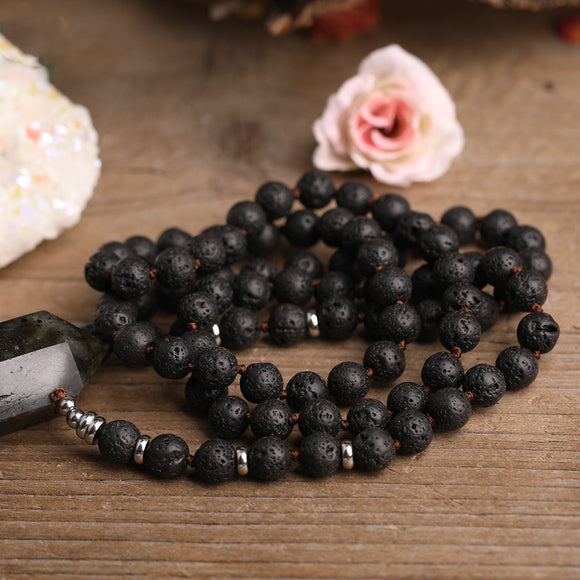 Collar Colgante de Labradorita con Destellos Naturales y Doble Punto